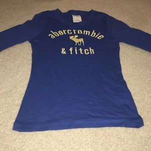 Navy blue and yellow Abercrombie long sleeve tee